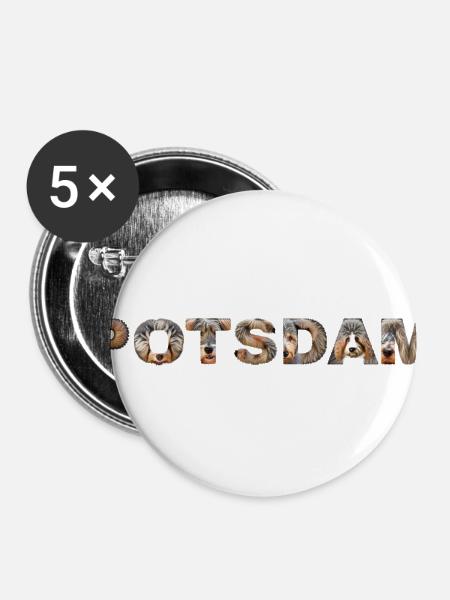 Potsdam Hund - Buttons klein 25 mm (5er Pack) - Weiß