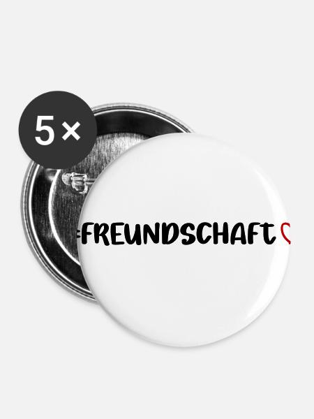 Freundschaft Herz - Buttons klein 25 mm (5er Pack) - Weiß
