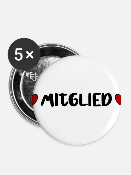 Mitglied Herz - Buttons klein 25 mm (5er Pack) - Weiß