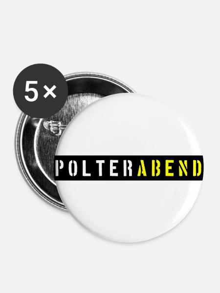 Polterabend Polterhochzeit - Buttons klein 25 mm (5er Pack) - Weiß