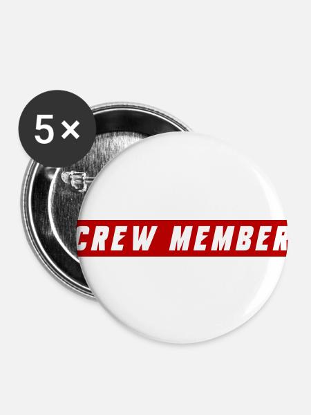 Crew Mitglied - Buttons klein 25 mm (5er Pack) - Weiß