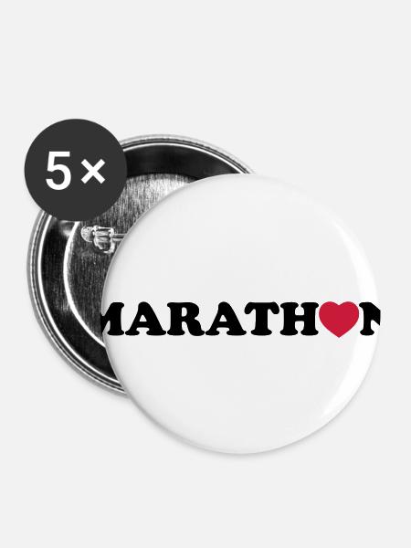 marathon - Buttons klein 25 mm (5er Pack) - Weiß
