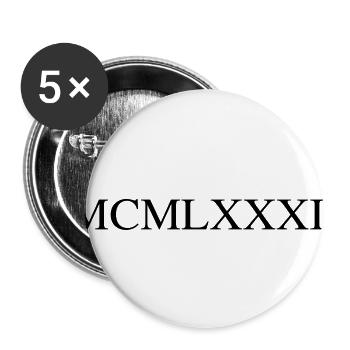 1982 - Lot de 5 petits badges (25 mm) - blanc - Devant