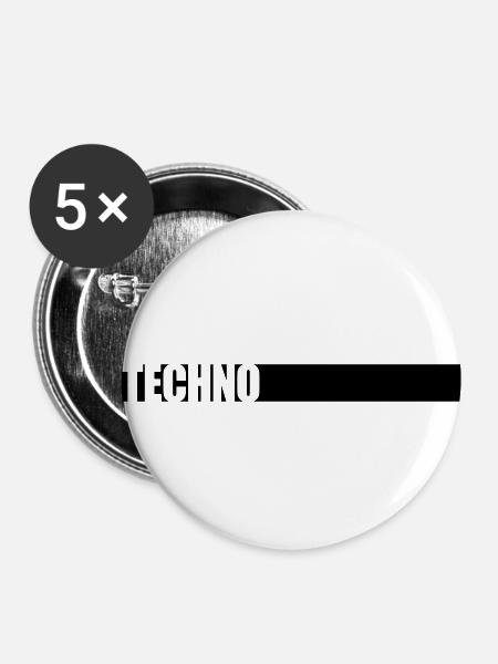 Musik Techno Logo - Buttons klein 25 mm (5er Pack) - Weiß