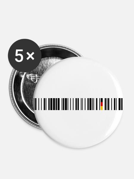 Deutschland - Buttons klein 25 mm (5er Pack) - Weiß