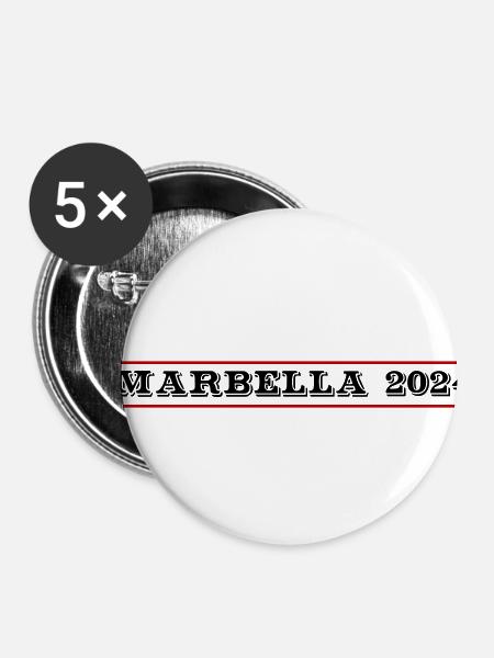 Marbella 2024 - Buttons klein 25 mm (5er Pack) - Weiß