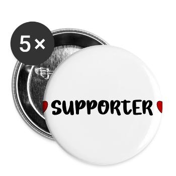 Supporter Herz - Buttons klein 25 mm (5er Pack) - Weiß - Vorne
