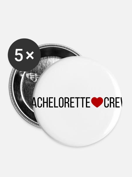 Bachelorette Crew Herz - Buttons klein 25 mm (5er Pack) - Weiß