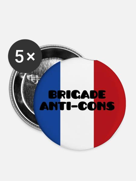 Brigade Anti-Cons - Buttons klein 25 mm (5er Pack) - Weiß