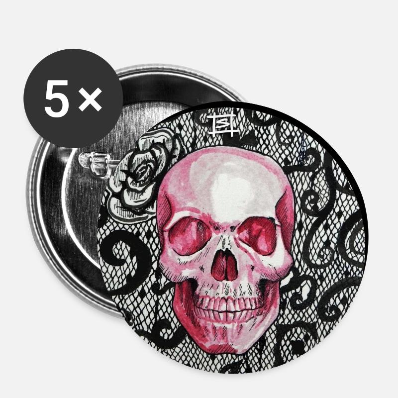 Schädel # 1 - Buttons klein 25 mm (5er Pack) - Weiß