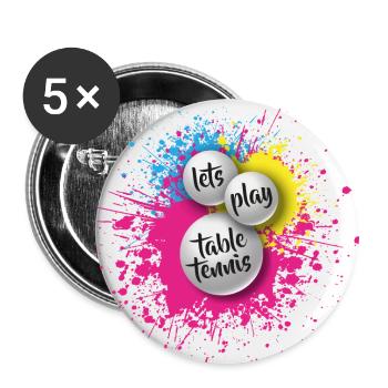 Tennis de table ping-pong cadeau ping-pong - Lot de 5 petits badges (25 mm) - blanc - Devant