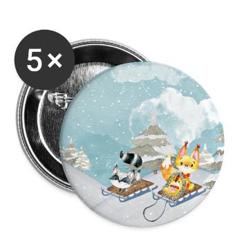 Tierfreunde im Winterwald - Buttons klein 25 mm (5er Pack) - Weiß - Vorne
