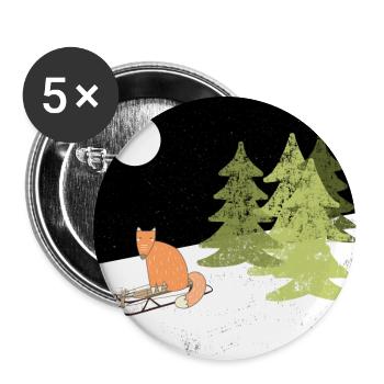 Tierfreunde im Winterwald - Der kleine Fuchs - Buttons klein 25 mm (5er Pack) - Weiß - Vorne