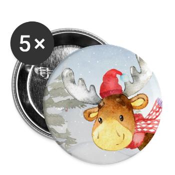 Tierfreunde im Winterwald - Der kleine Hirsch - Buttons klein 25 mm (5er Pack) - Weiß - Vorne