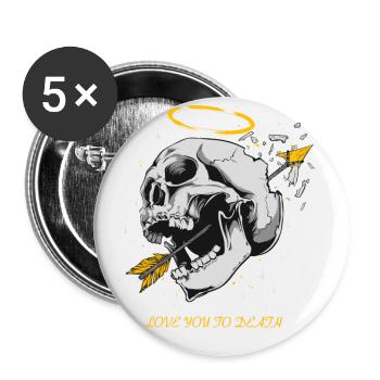 Love you to Death Gothic Metal - Buttons klein 25 mm (5er Pack) - Weiß - Vorne
