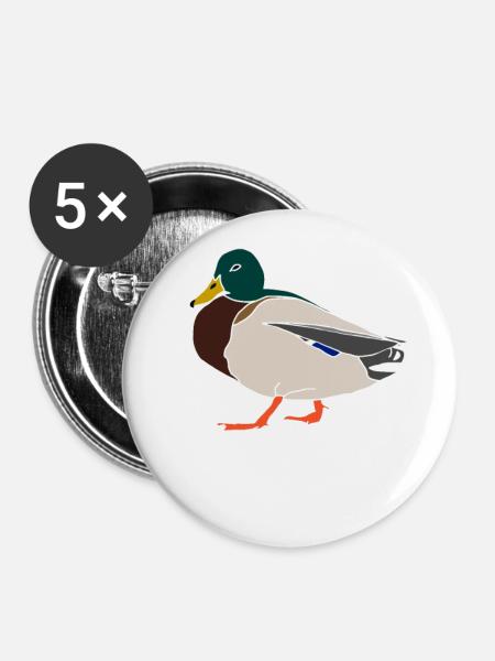 Ente - Buttons klein 25 mm (5er Pack) - Weiß