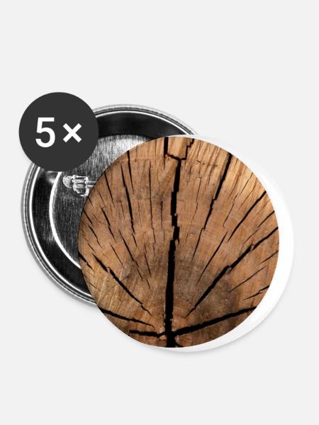 Holz Muster Kreise - Buttons klein 25 mm (5er Pack) - Weiß
