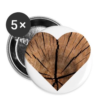 Nature wood love pattern - Buttons small 1''/25 mm (5-pack) - white - Front