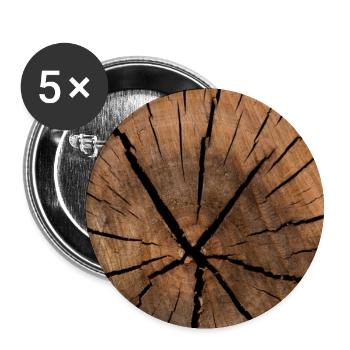 Motif cercle bois - Lot de 5 petits badges (25 mm) - blanc - Devant