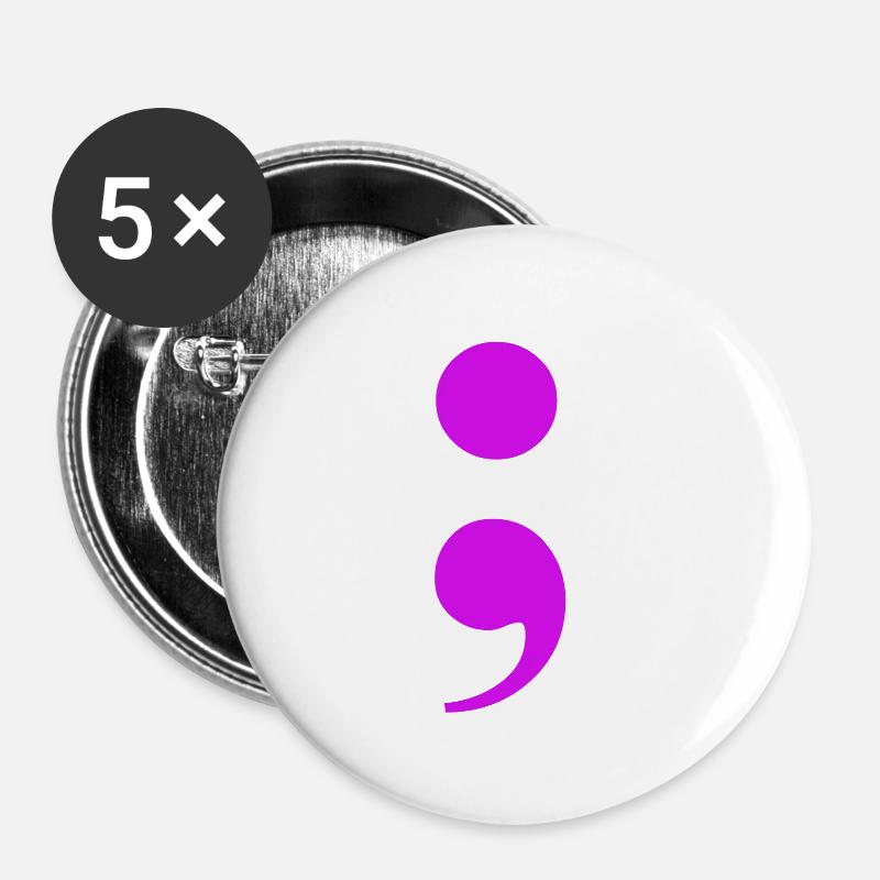 Semikolon - Hoffnung und Lebensfreude - Buttons klein 25 mm (5er Pack) - Weiß