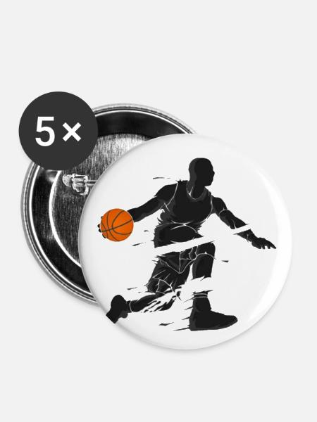 Basketball-Spieler - Buttons klein 25 mm (5er Pack) - Weiß