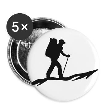 Wanderer Spazieren Wandern Spaziergang Wandeurng - Buttons klein 25 mm (5er Pack) - Weiß - Vorne