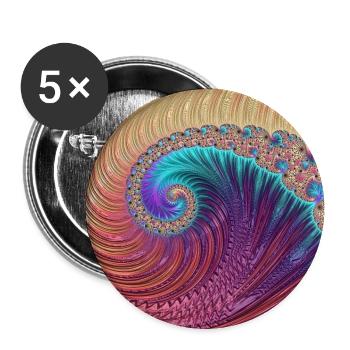 Fibonacci spirale fractale modèle math nature - Lot de 5 petits badges (25 mm) - blanc - Devant