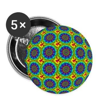 ARC-EN-CIEL ABSTRAIT FLEUR FRACTALE - ART DE COULEUR - Lot de 5 petits badges (25 mm) - blanc - Devant
