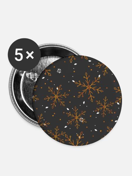 Eiskristall Muster - Buttons klein 25 mm (5er Pack) - Weiß