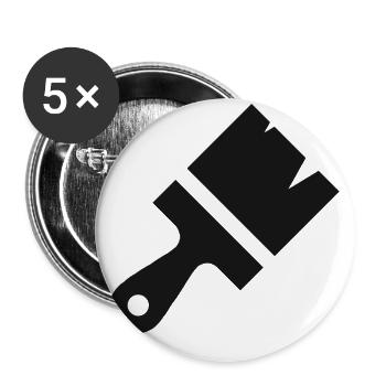 Pinsel Streichen Malen Farbe Maler und Lackierer - Buttons klein 25 mm (5er Pack) - Weiß - Vorne