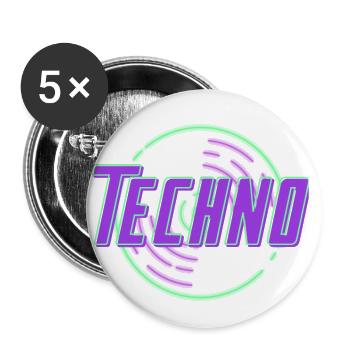 Techno Disque de néon - Lot de 5 petits badges (25 mm) - blanc - Devant