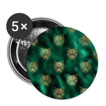 Golden Tiger Gesicht Smaragd grün WildTier - Buttons klein 25 mm (5er Pack) - Weiß - Vorne