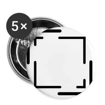 Black frame with lines decoration - Buttons small 1''/25 mm (5-pack) - white - Front