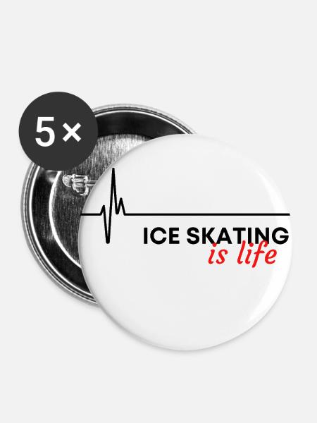 Eislaufen ist Leben - Buttons klein 25 mm (5er Pack) - Weiß