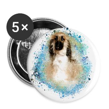 Afghan greyhound,Chart Afghane Polski,afghane - Buttons small 1''/25 mm (5-pack) - white - Front