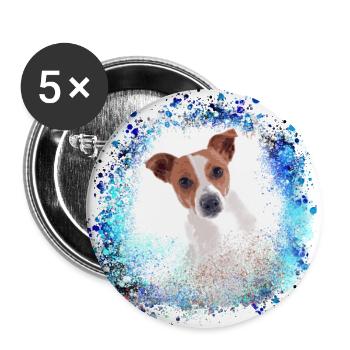 russel terrier, terrier, Jack Russell Terrier,blue - Buttons small 1''/25 mm (5-pack) - white - Front