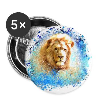 löwe, gold,löwenkopf, graffiti, malerei, blau - Buttons klein 25 mm (5er Pack) - Weiß - Vorne