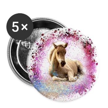 pony, rosa,fohlen, pferd, graffiti,malerei,pink - Buttons klein 25 mm (5er Pack) - Weiß - Vorne