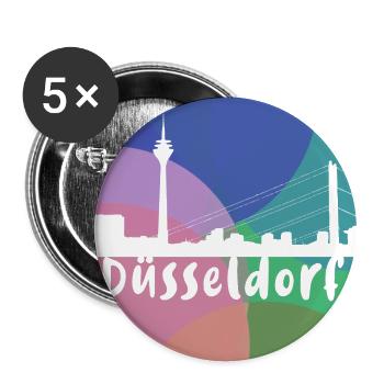 düsseldorf,skyline,kreis,bunt,regenbogen,retro - Buttons klein 25 mm (5er Pack) - Weiß - Vorne
