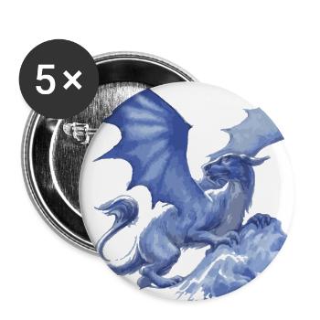 drache ,blau,malerei,graffiti, airbrush,hellblau - Buttons klein 25 mm (5er Pack) - Weiß - Vorne