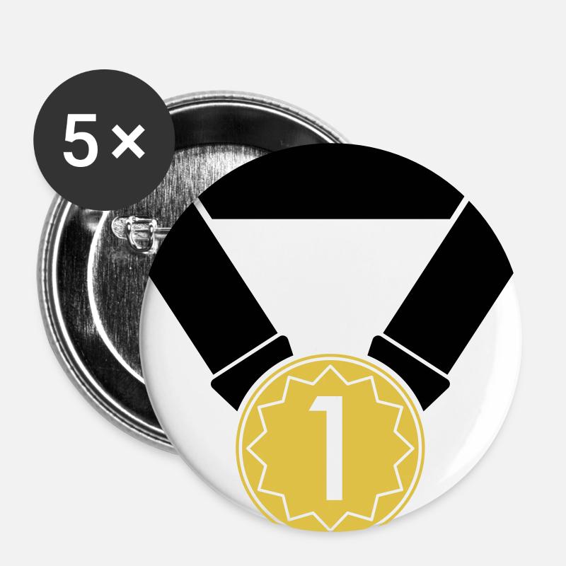 1st place medal - Buttons small 1''/25 mm (5-pack) - white