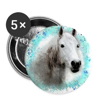pferd ,schimmel ,graffiti , malerei,weisses pferd, - Buttons klein 25 mm (5er Pack) - Weiß - Vorne