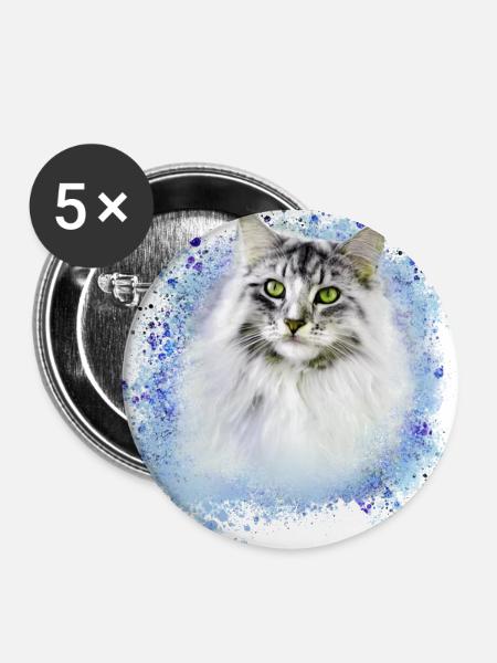 perserkatze,siamkatze,katze,weisse katze, graffiti - Buttons klein 25 mm (5er Pack) - Weiß
