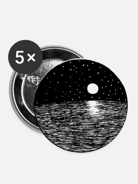 Moonlight - Buttons klein 25 mm (5er Pack) - Weiß