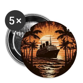 Kreuzfahrtschiff Retro Vintage - Buttons klein 25 mm (5er Pack) - Weiß - Vorne