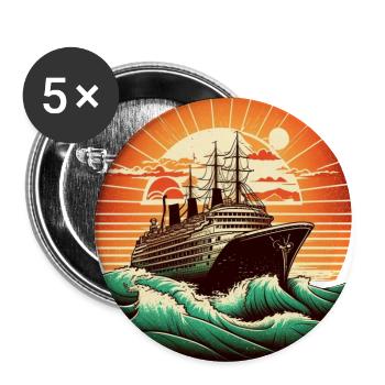 Kreuzfahrtschiff Retro Vintage Farbe 2 - Buttons klein 25 mm (5er Pack) - Weiß - Vorne