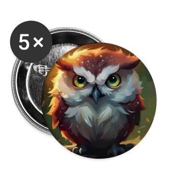 Eule - Buttons klein 25 mm (5er Pack) - Weiß - Vorne