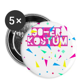 90-er kostüm,kostüm, 90-er, karneval, konfetti - Buttons klein 25 mm (5er Pack) - Weiß - Vorne