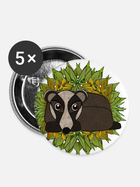 Dachs in seiner Höhle - Buttons klein 25 mm (5er Pack) - Weiß
