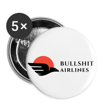 Bullshit Airlines black red - Buttons small 1''/25 mm (5-pack) - white - Front